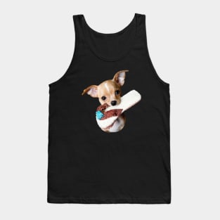 Cute dog: Dog playing with a flip flop Tank Top